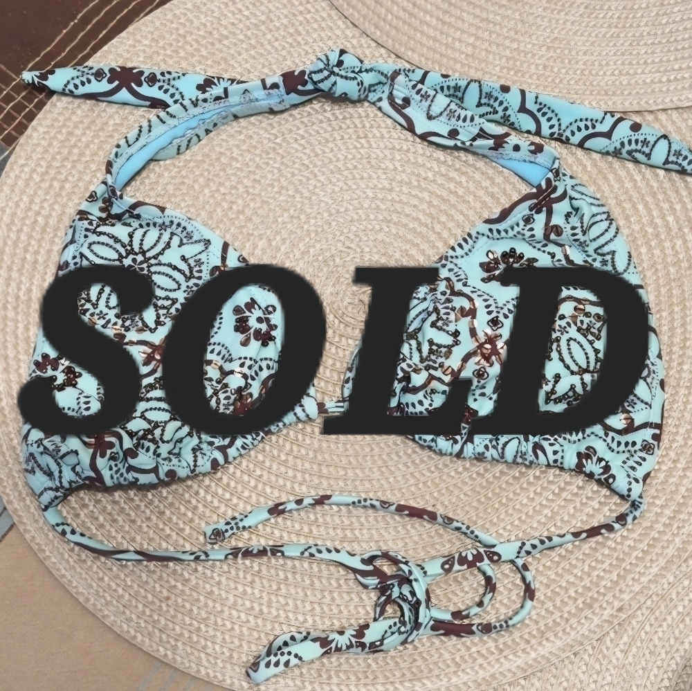 Floral Blue Bikini Top